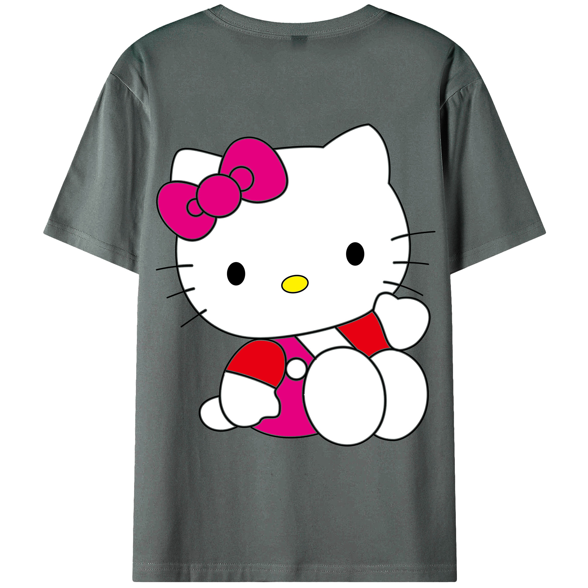 （画像用） Hello Kitty ハローキティ 綿100％ メンズ半袖Tシャツ（バックプリント） 通気性